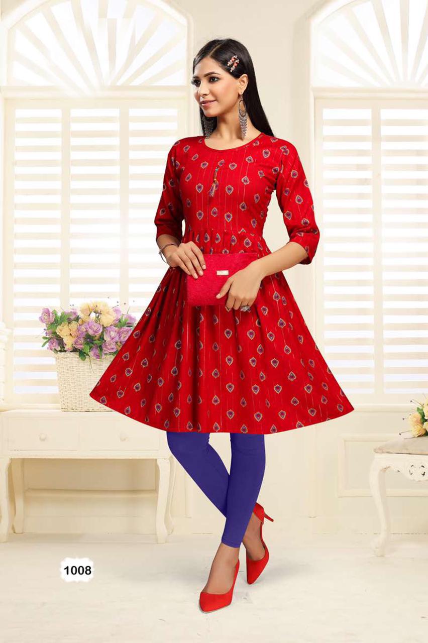 Beauty Queen Simran 2 Fancy Casual Wear Rayon Printed Anarkali Kurti Collection